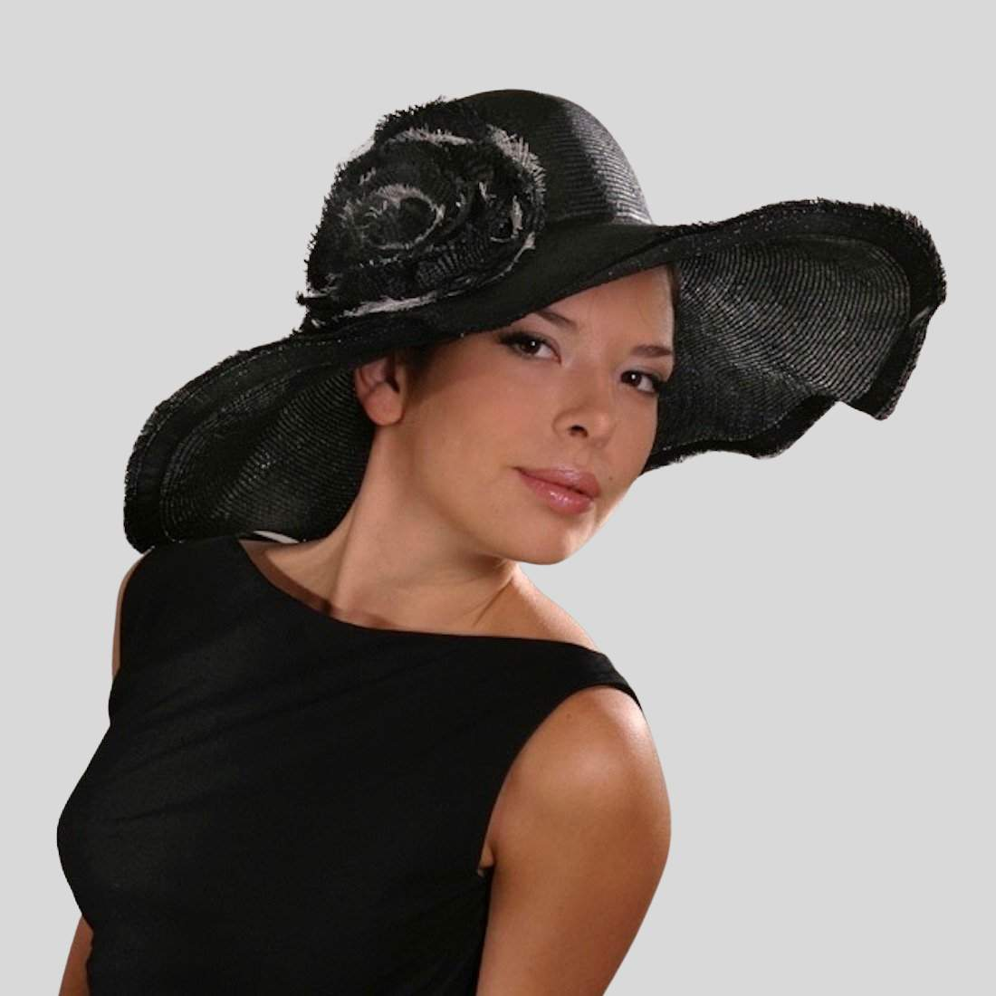 Chic Wide Brim Derby Hat-DivaHats-Brimmer,Straw hats